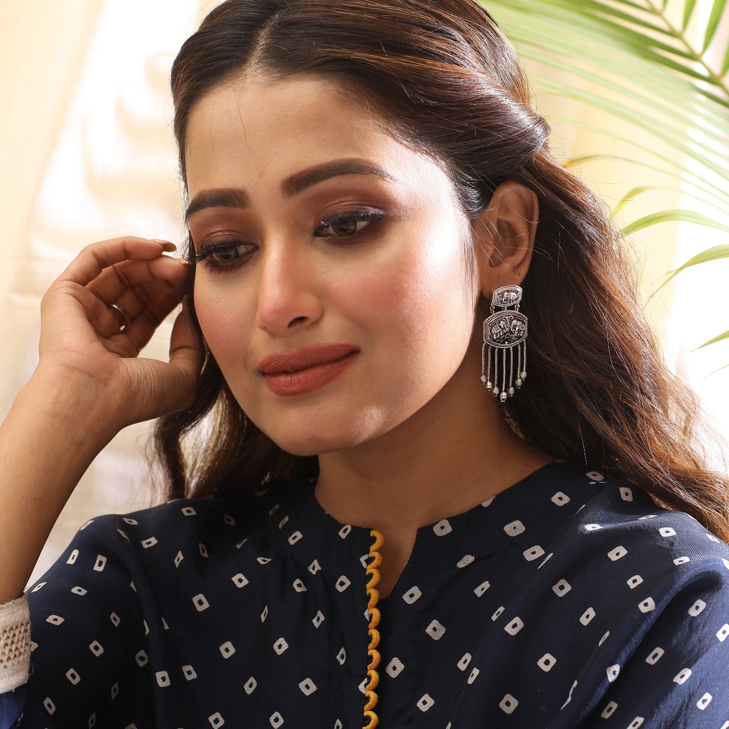 Maati Elephant Antique Oxidized Earrings