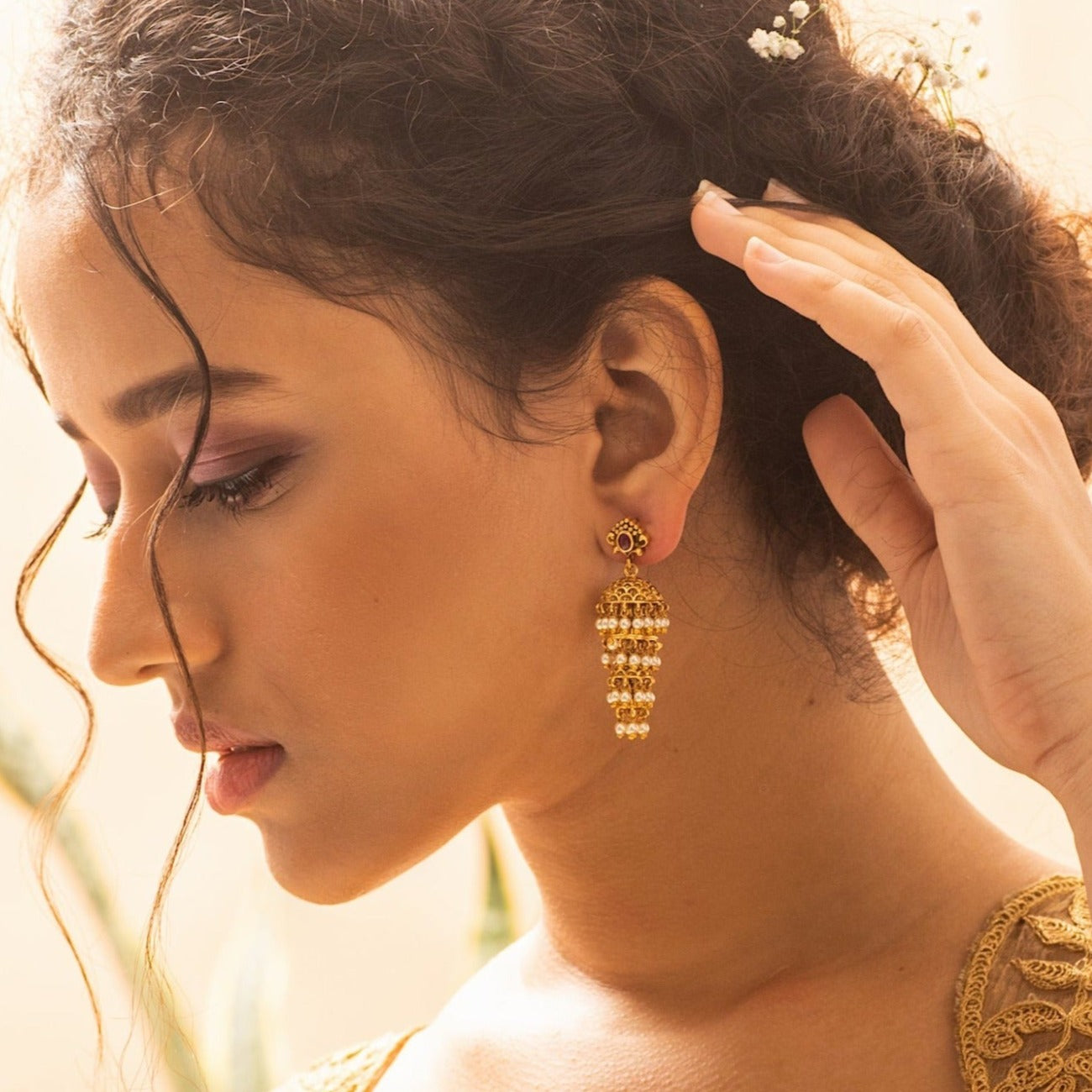 Nivara Four Layer Jhumka Earrings 