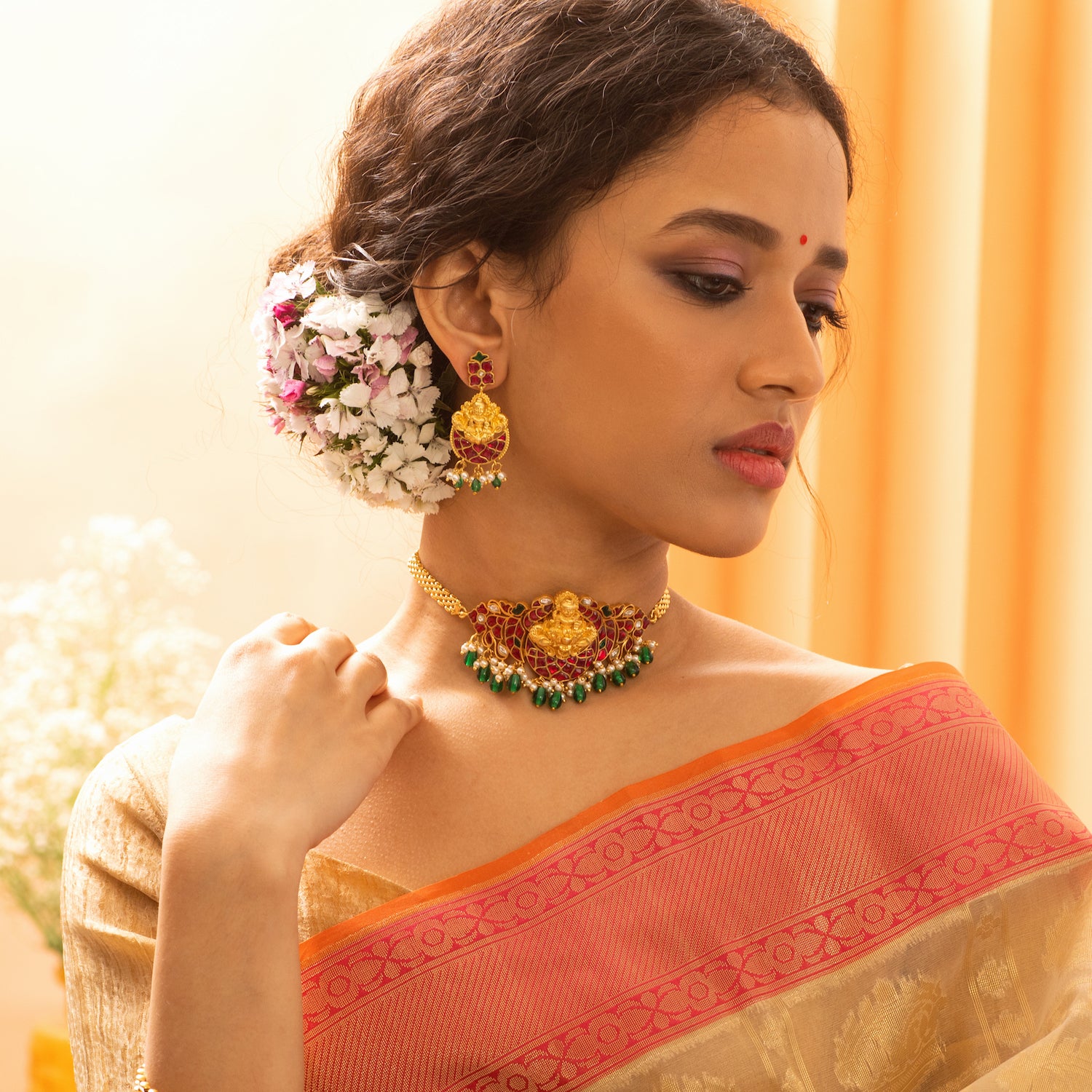 Gold Finished Navratan Jadau Choker Set by Punjabi Traditional Jewellery  Click the link in … | Gold jewelry fashion, Traditional jewelry, Jewelry  design earrings