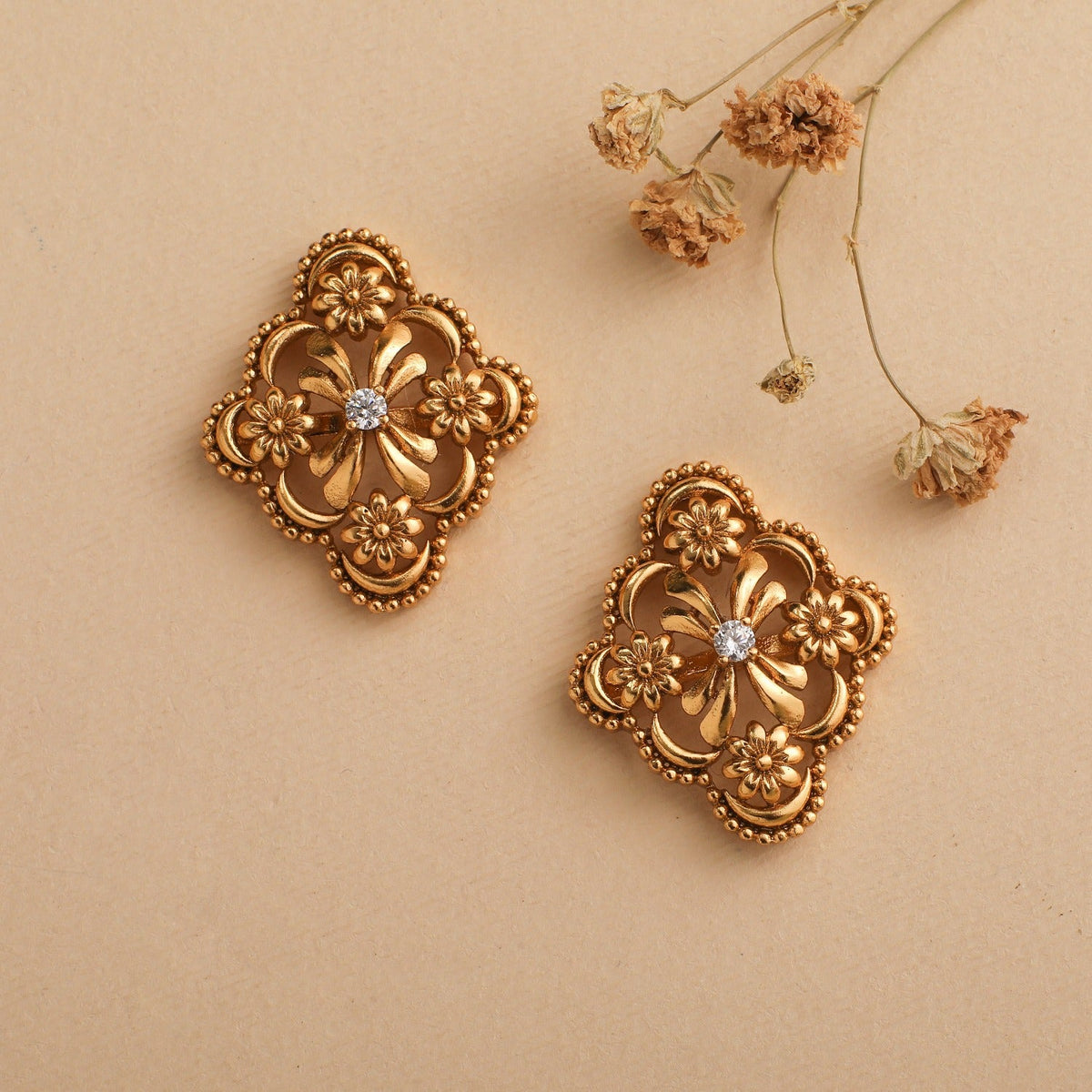 Calista Gold Plated Tribal Earrings