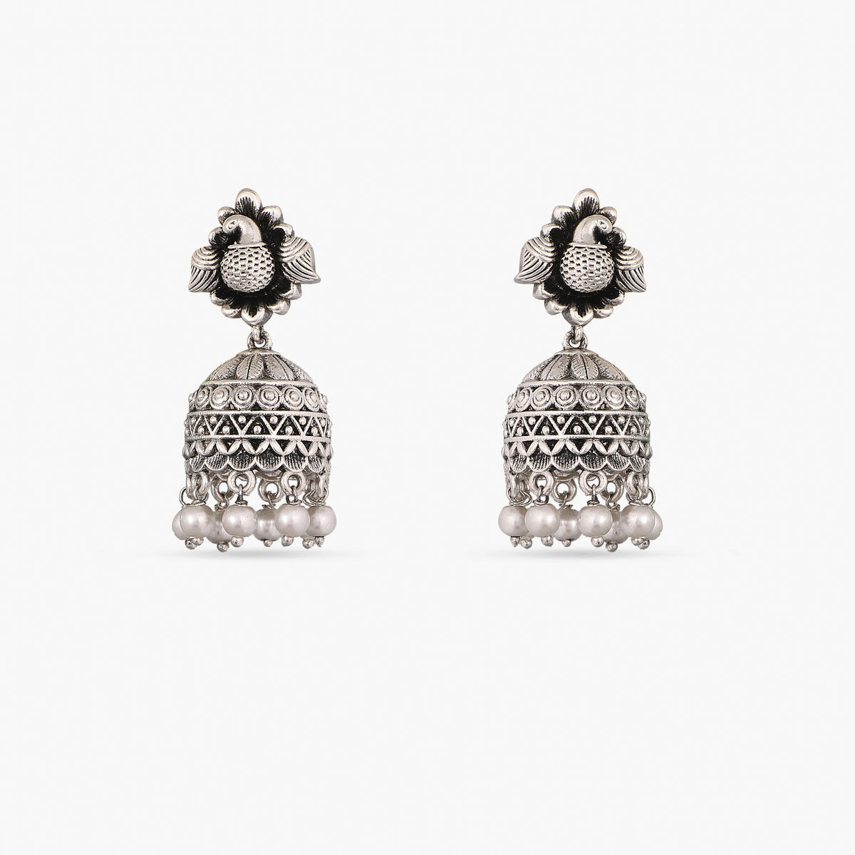 Maati Jhumki Antique Oxidized Earrings