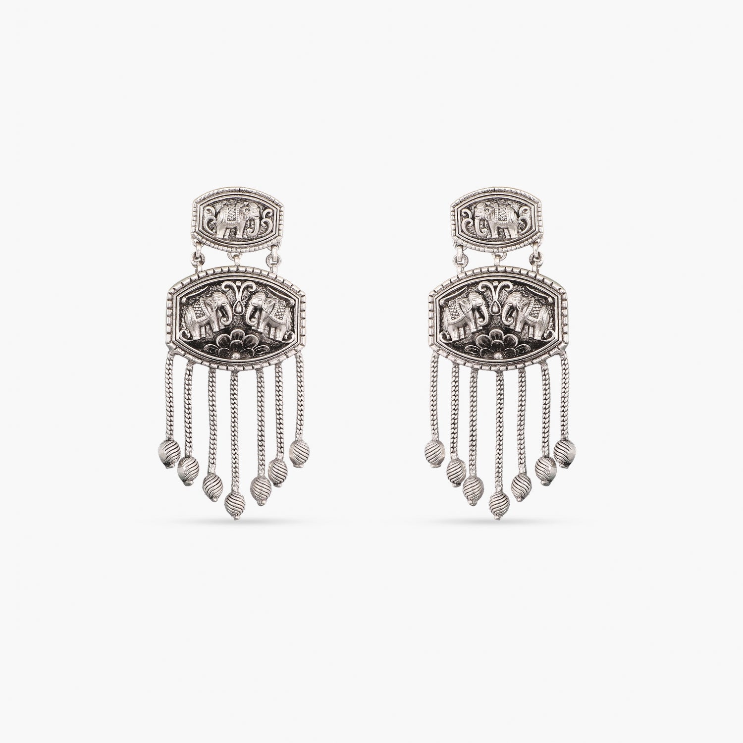 Maati Elephant Antique Oxidized Earrings