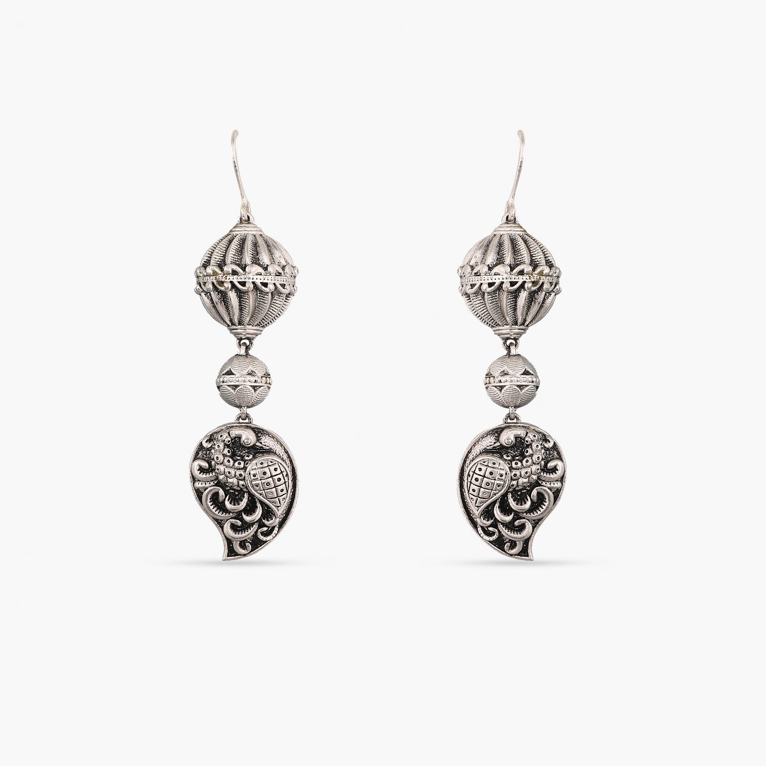 Buy Yellow Chimes Exclusive Silver Oxidized Silver Floral Design Drop  Earrings at Rs.1100 online | Jewellery online