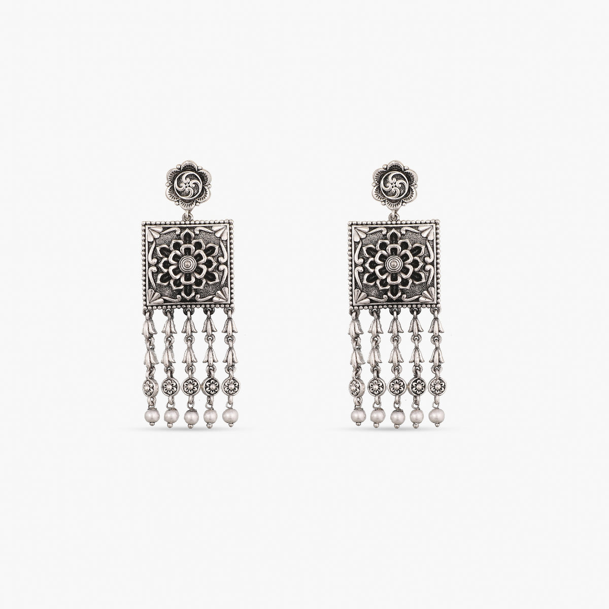 Maati Square Antique Oxidized Earrings