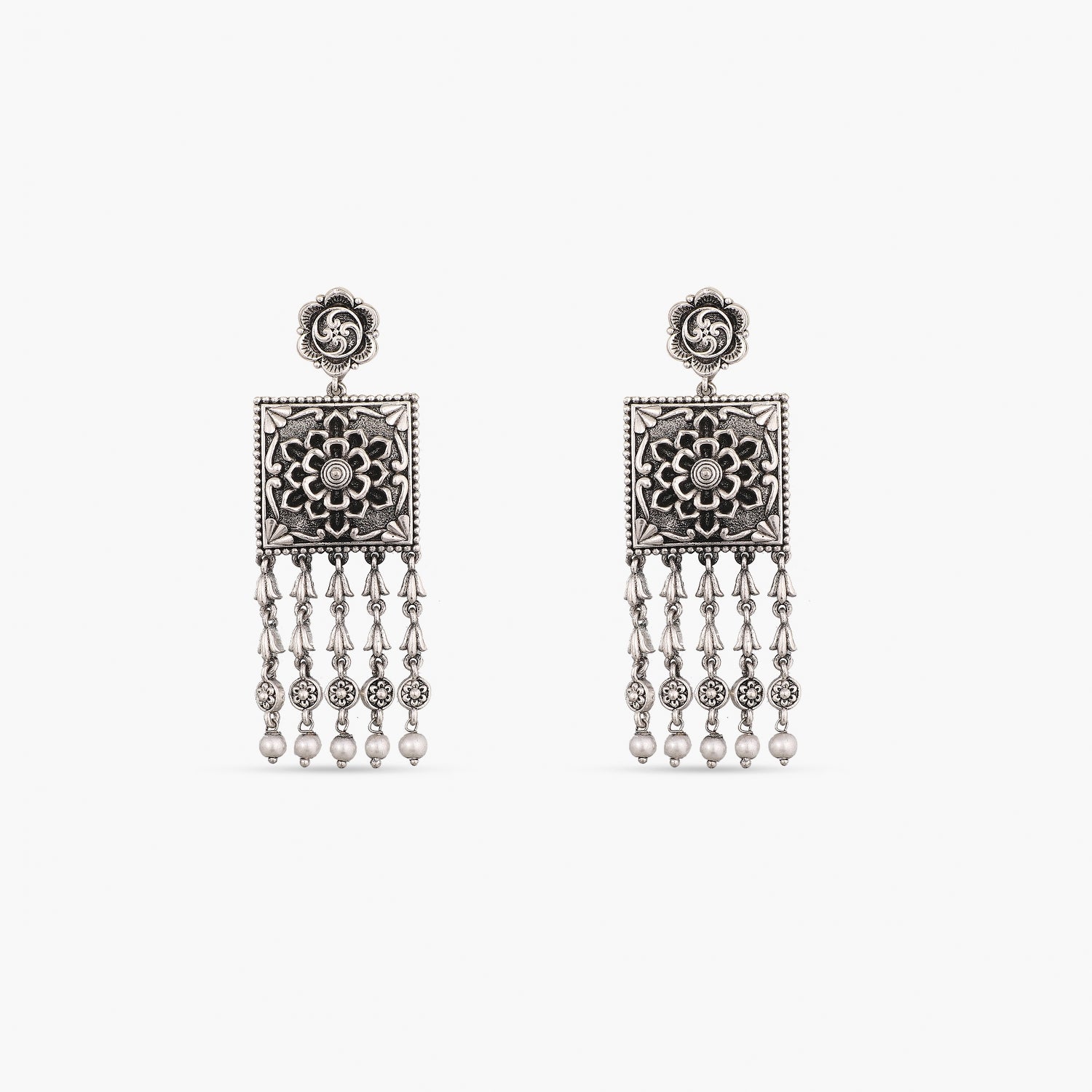 Maati Square Antique Oxidized Earrings