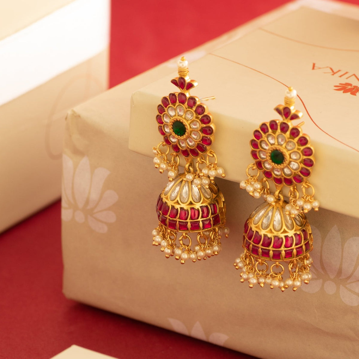 Sriya Kempu Jadau Jhumka Earrings