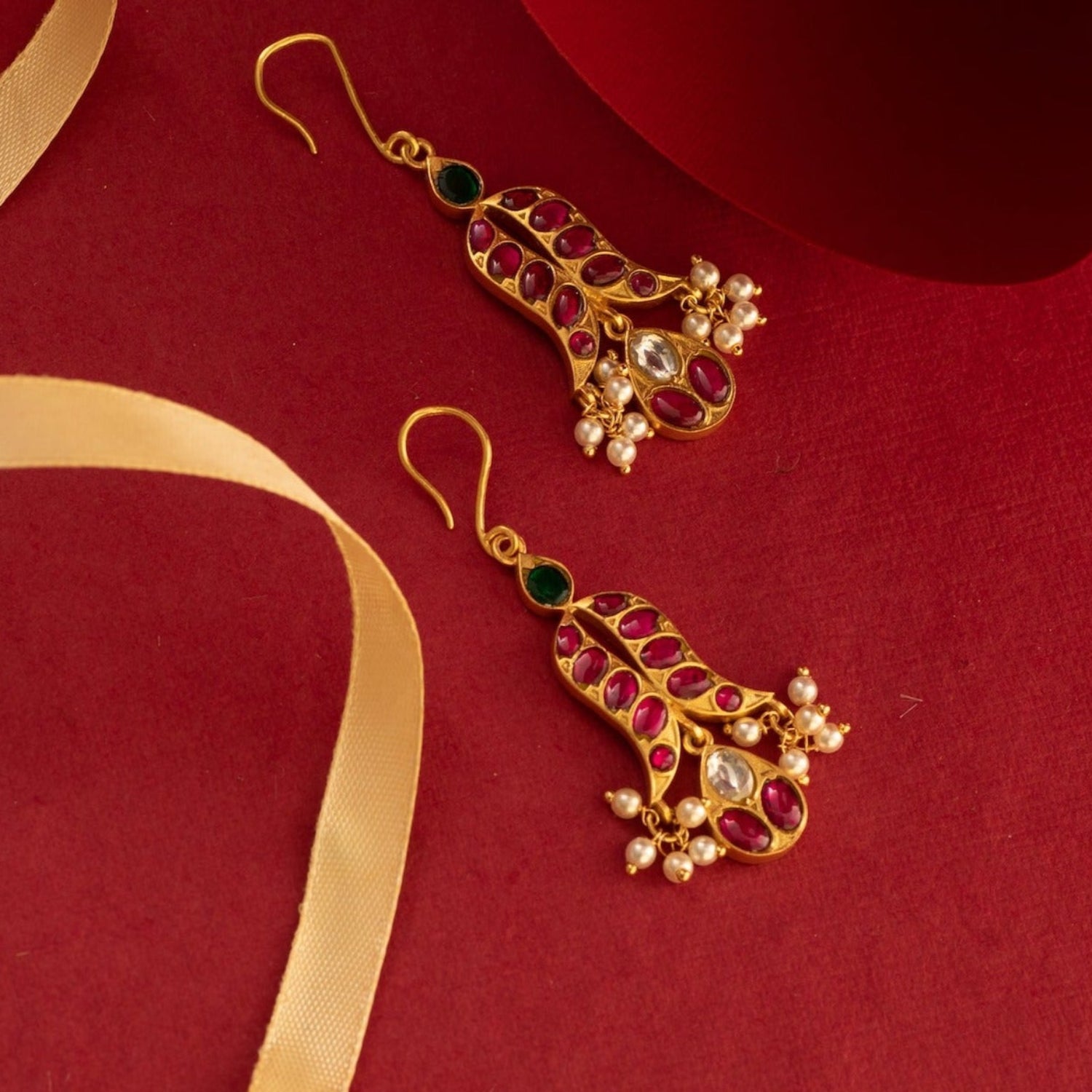 Buy Sriya Kempu Jadau Jhumka Earrings | Tarinika - Tarinika India