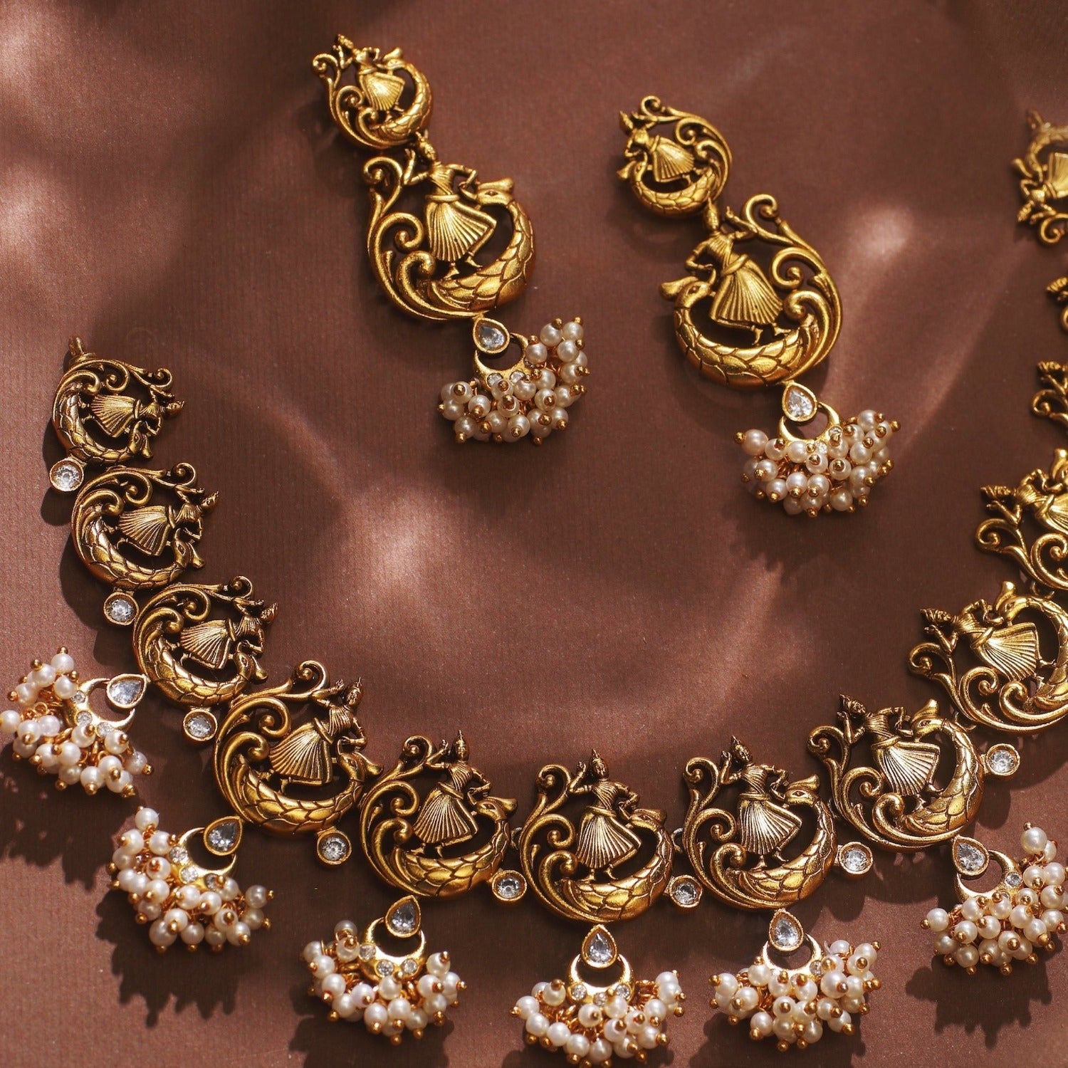 Dancing Lady with a Peacock Antique Necklace Set