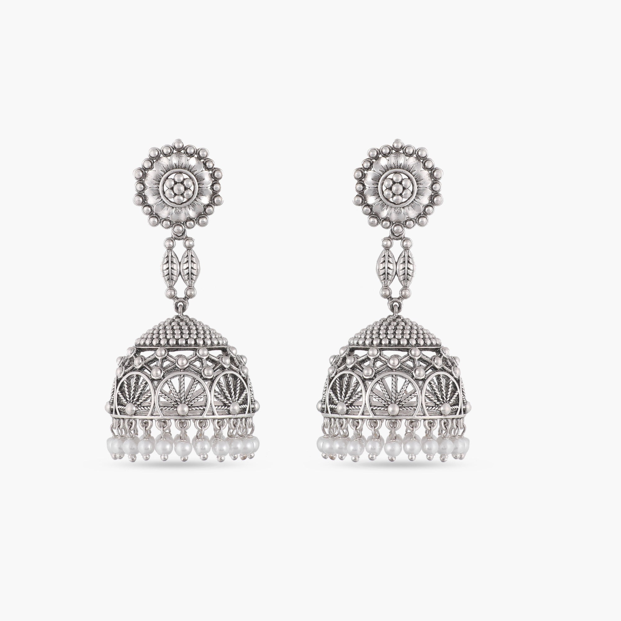 Pusp Antique Silver Jhumka Earrings - Main Image