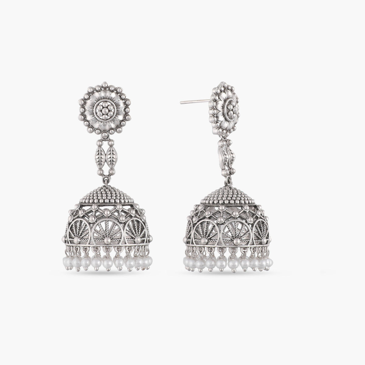 Pusp Antique Silver Jhumka Earrings