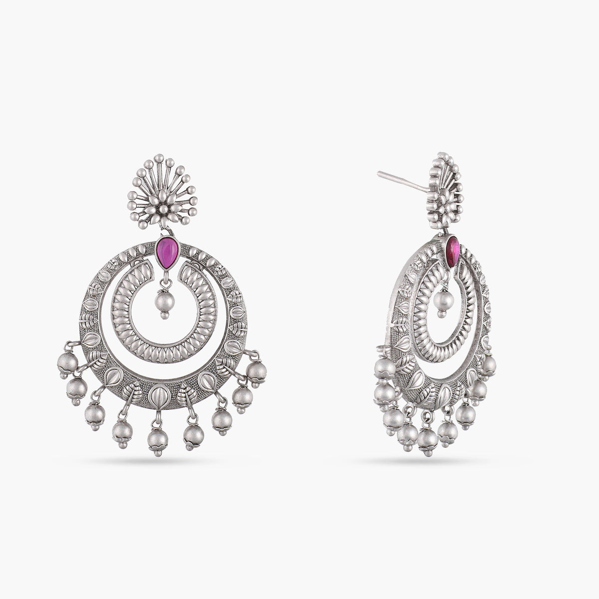 Kalpa Antique Silver Chandbali Earrings