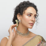 Maati Triangle Floral Antique Oxidized Choker Set