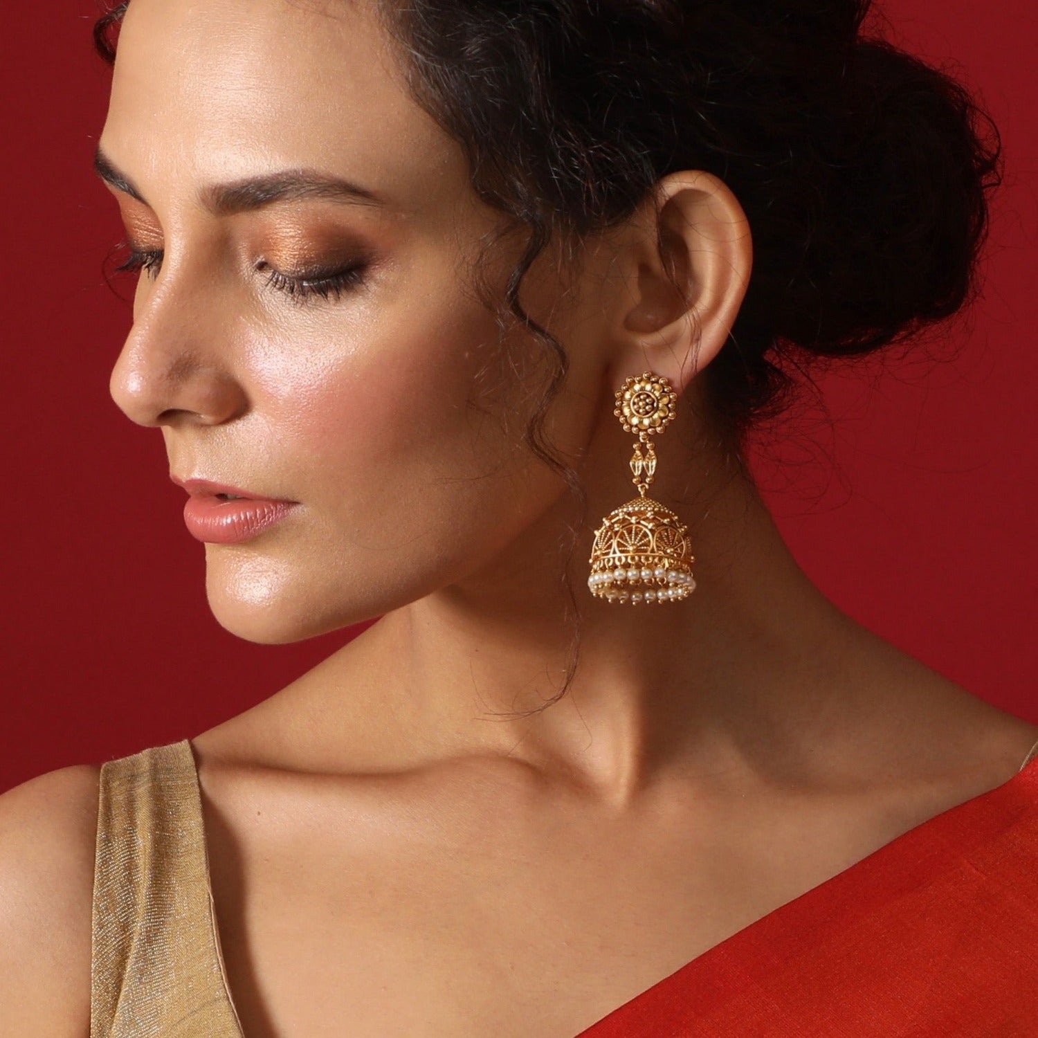 Pusp Antique Jhumka Earrings