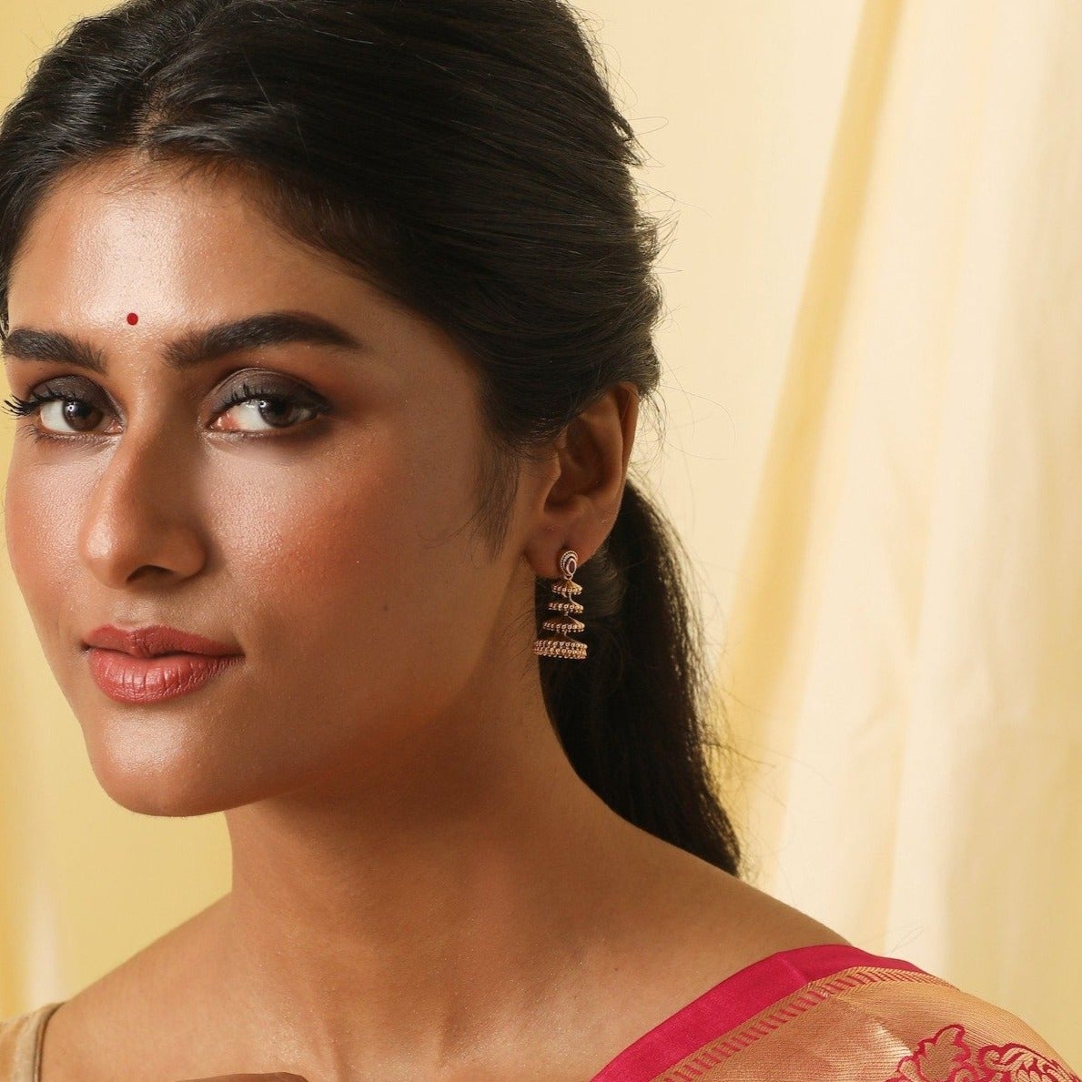 Four-Layer Antique Umbrella Earrings