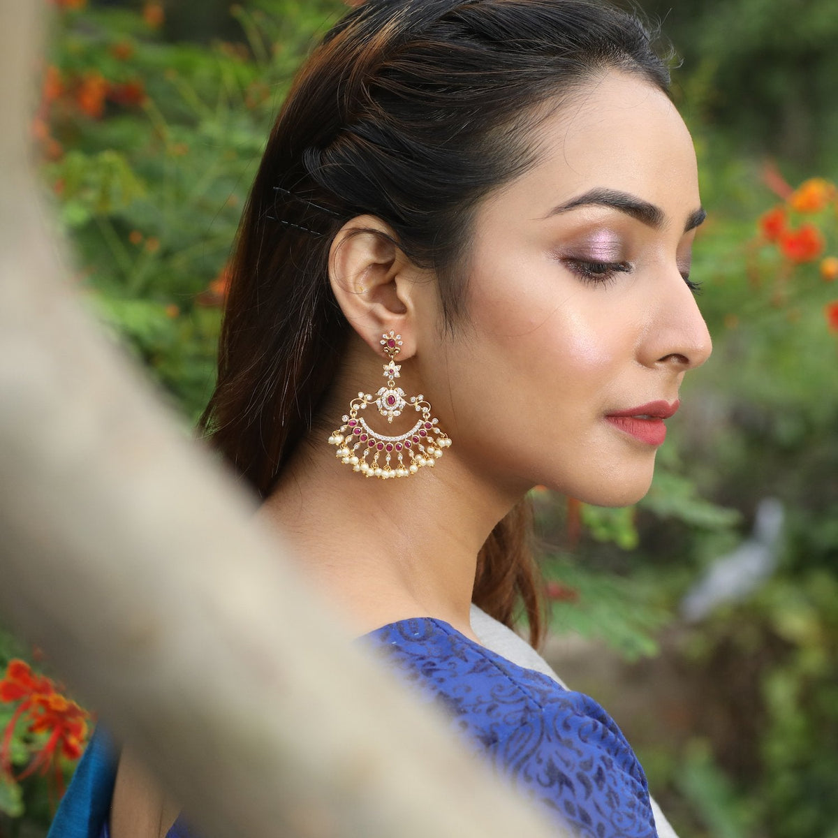 Sitara Nakshatra CZ Chandbali Earrings