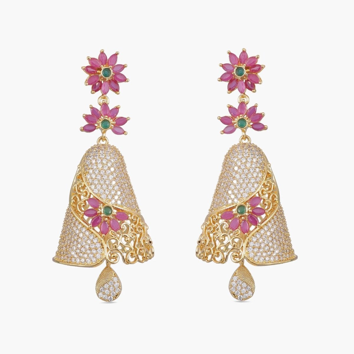 Buy Sanha Nakshatra CZ Jhumka Earrings | Tarinika