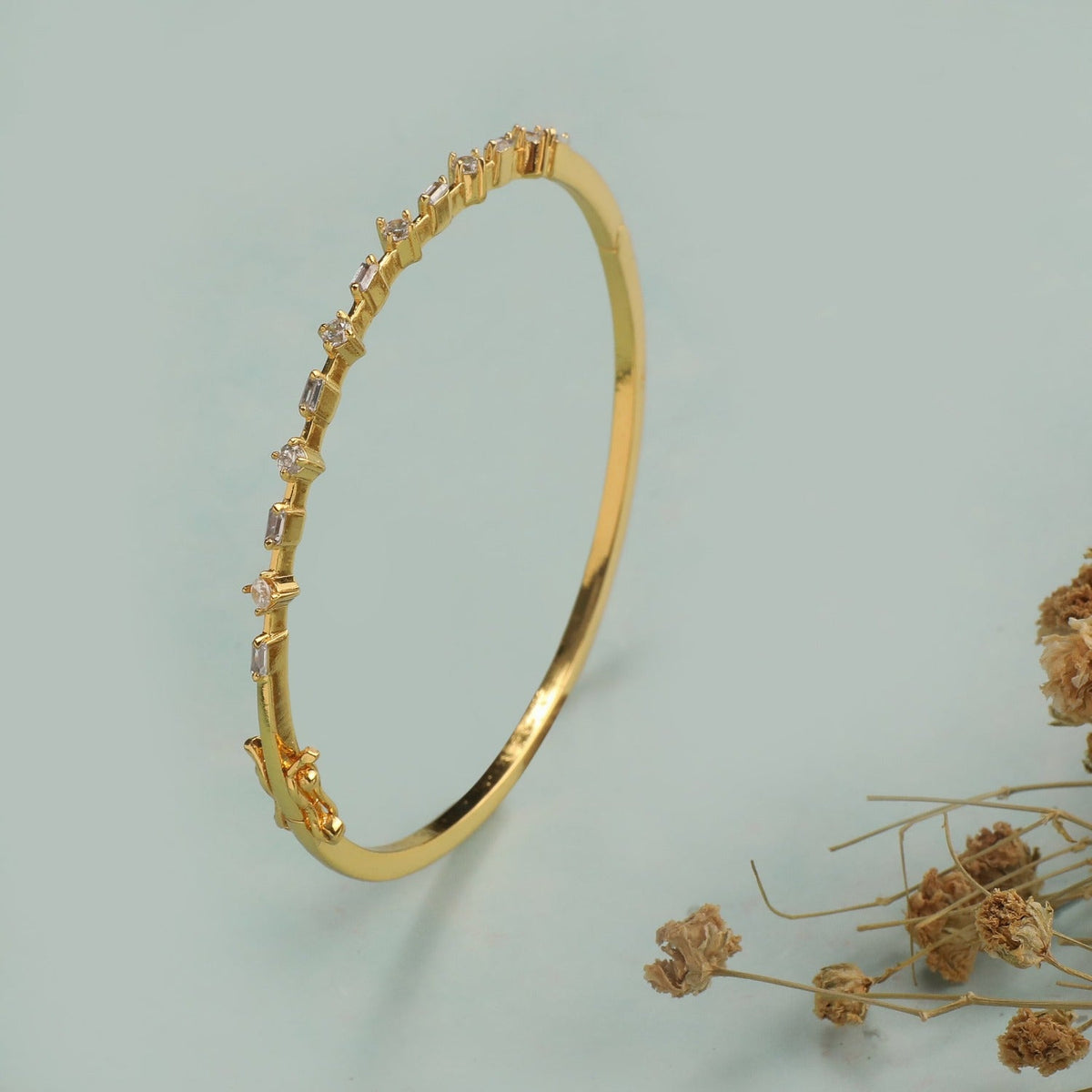 Glittering Simple Baguette CZ Bangles