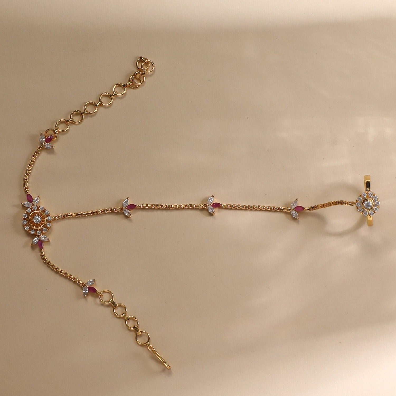 Nera CZ Gold Plated Hand Chain