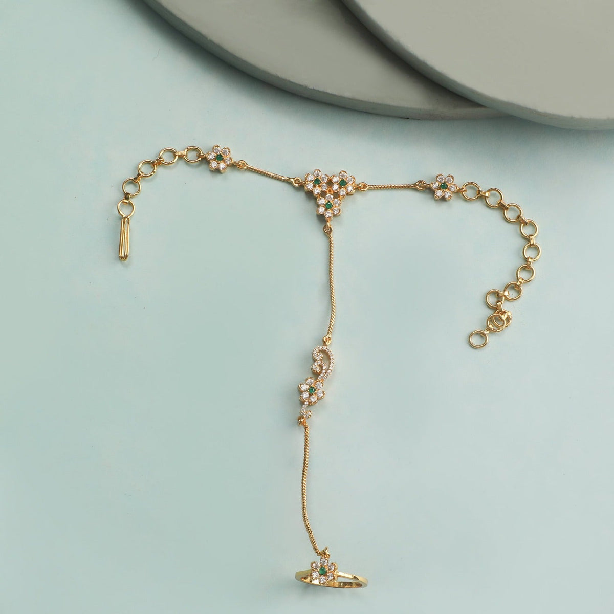 Nur Floral Delicate CZ Hand Chain