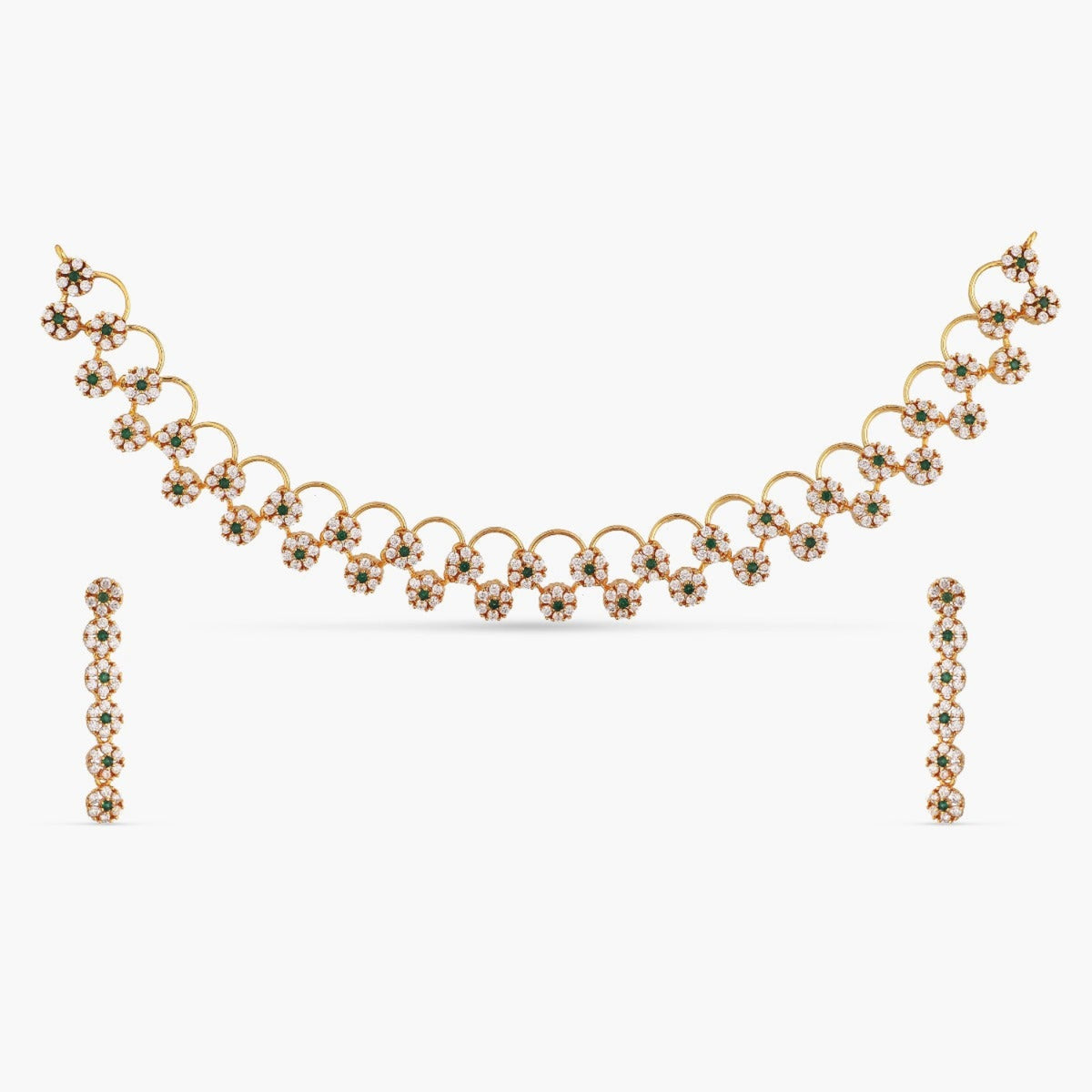 Flowery Delicate CZ Necklace Set