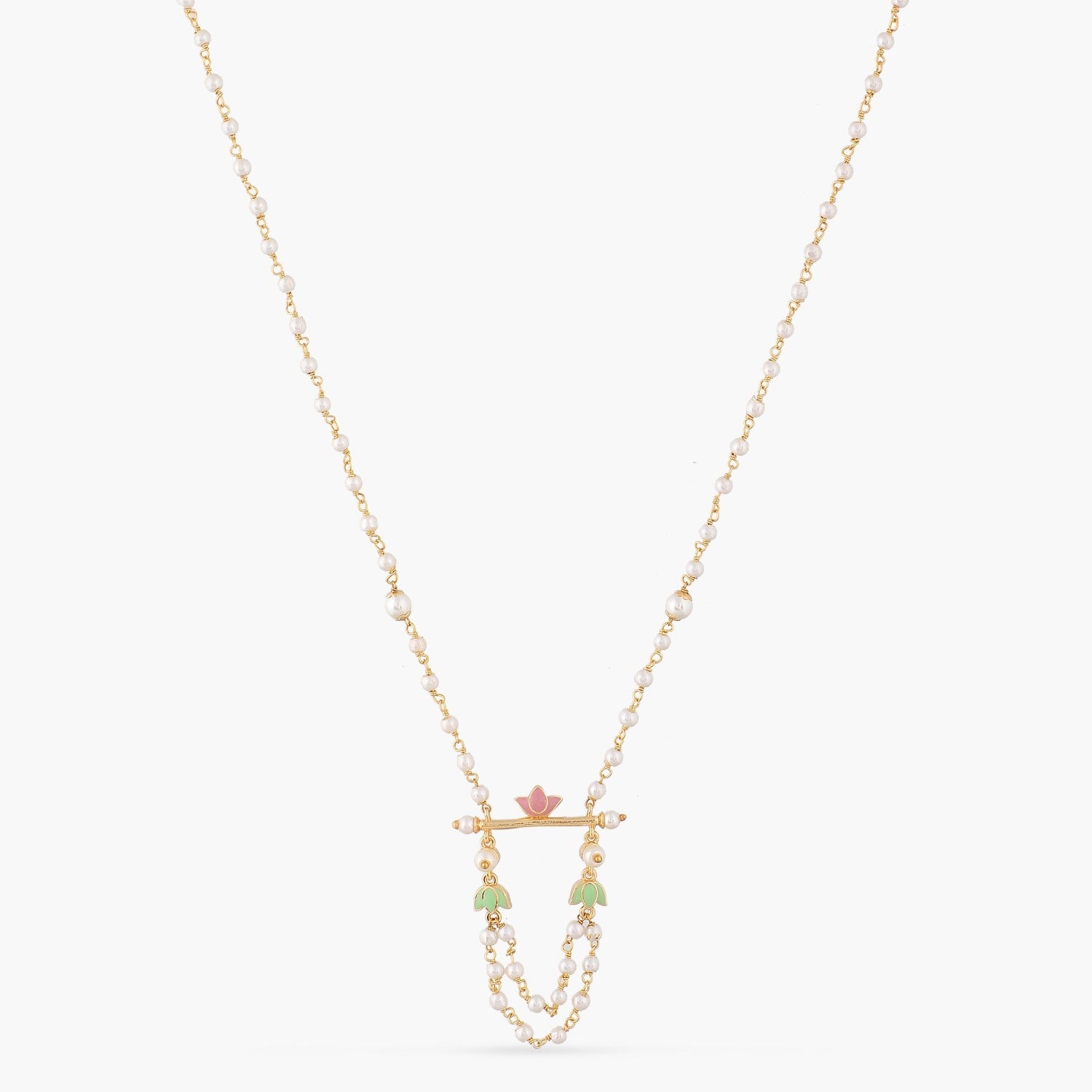 Jalaja Lotus Delicate Pearl Necklace 