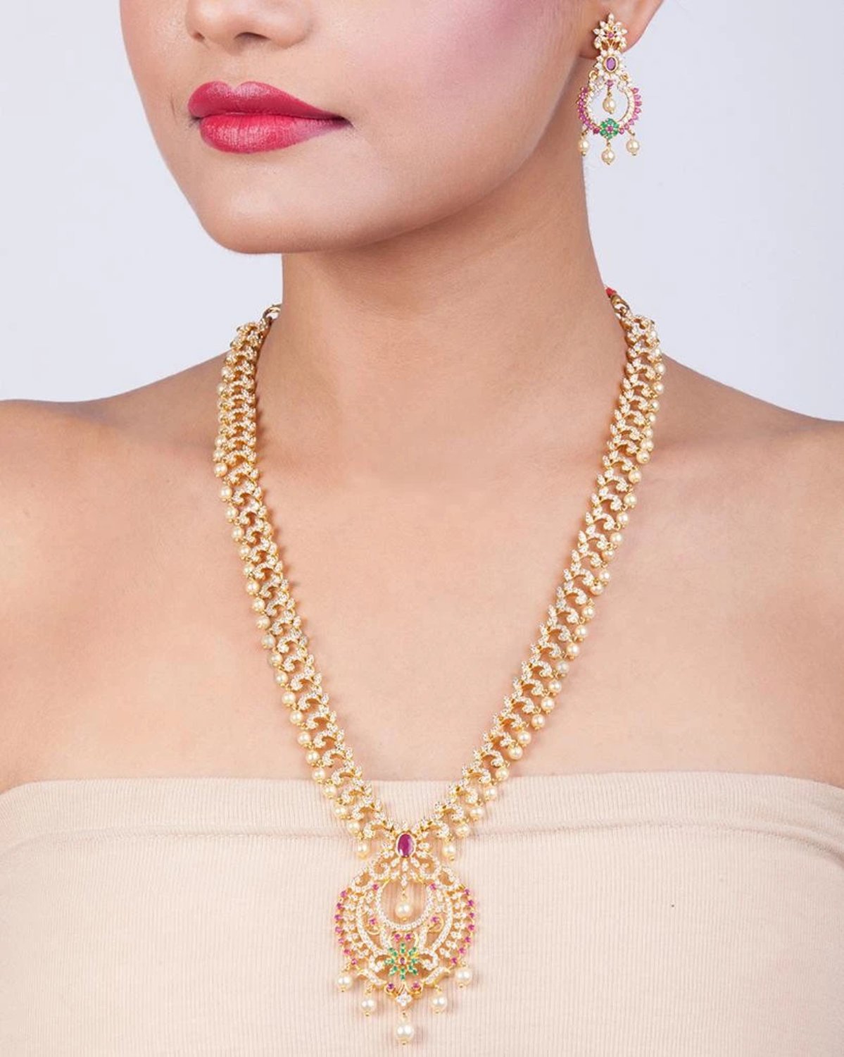 Anulekha Nakshatra CZ Long Necklace Set