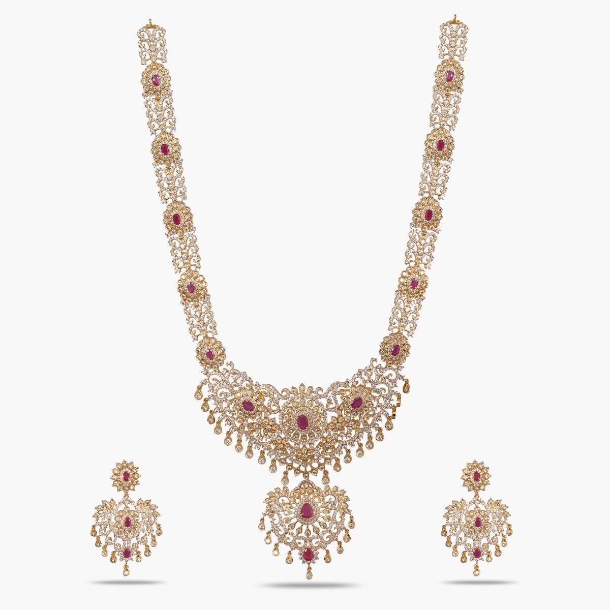 Abhiri Nakshatra CZ Long Necklace Set